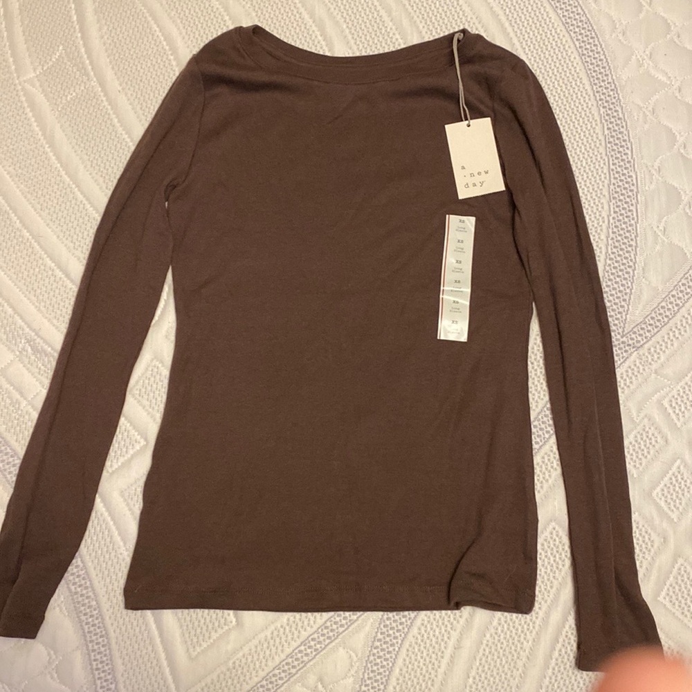 A New Day Mauve Brown Long Sleeve Top
